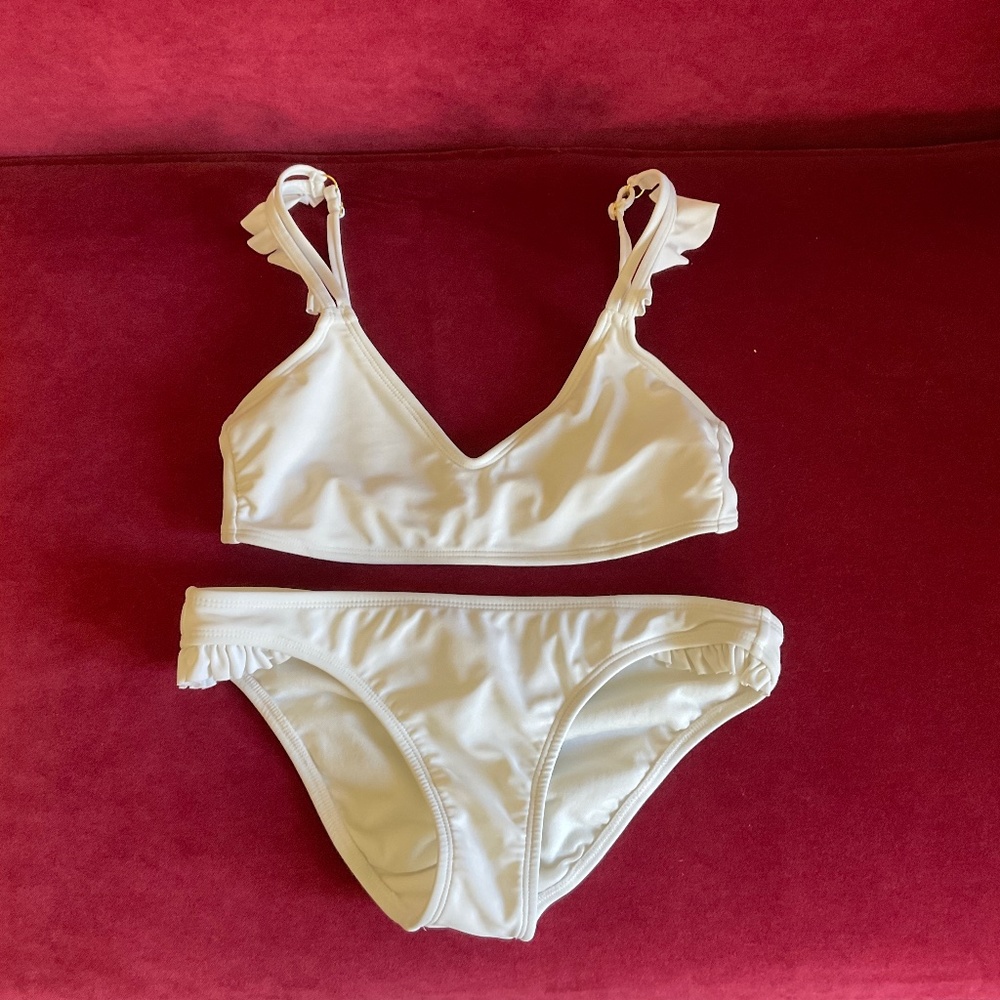 Xhilaration White Ruffle Strap Bikini Set